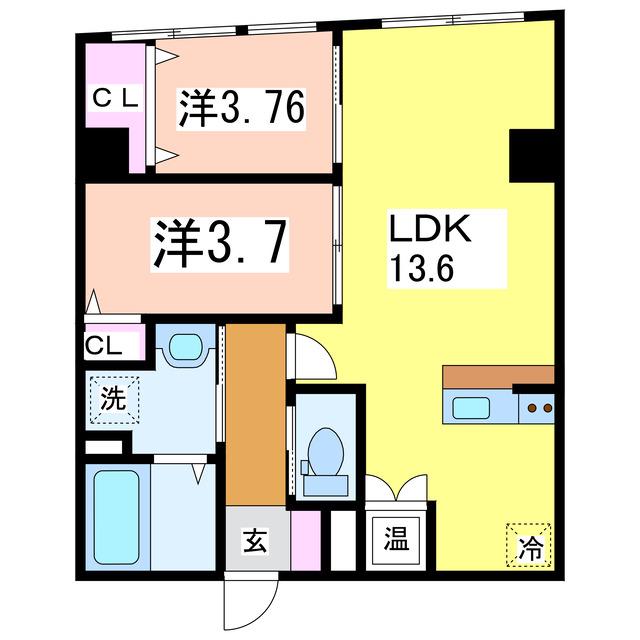 グレイスハイツ旭町通(2LDK/1階)の間取り写真