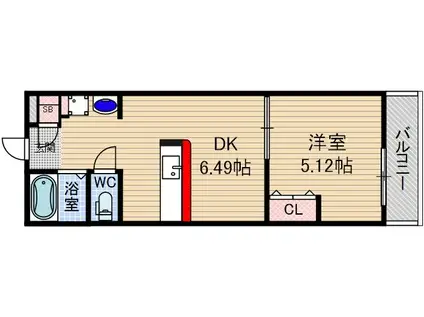 ペルラ穂積(1DK/1階)の間取り写真