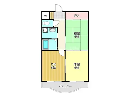 シャトレSI原寺(2DK/2階)の間取り写真