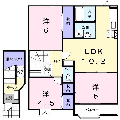 エヴァーグリーンC(3LDK/2階)の間取り写真