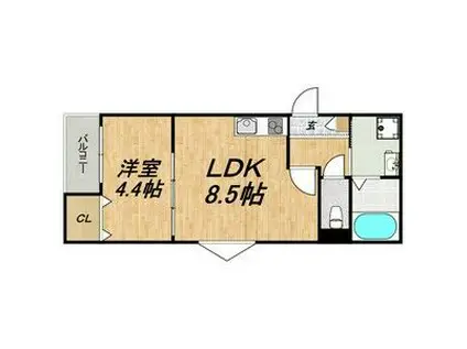 LECOCON弥富(1LDK/3階)の間取り写真