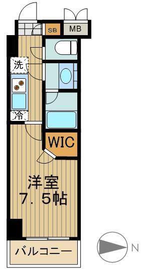  レジディア亀戸-(1K/14階)の間取り写真