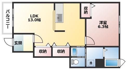 カーサヴェンティ(1LDK/1階)の間取り写真