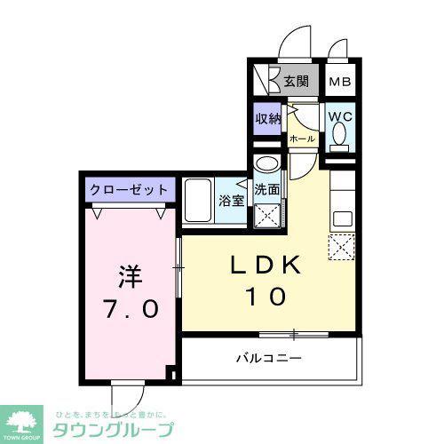 カルフール(1LDK/2階)の間取り写真