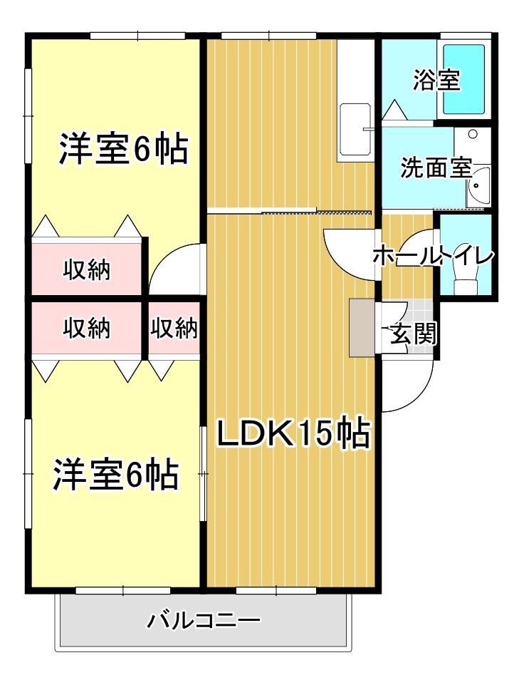 ボルベール(2LDK/1階)の間取り写真