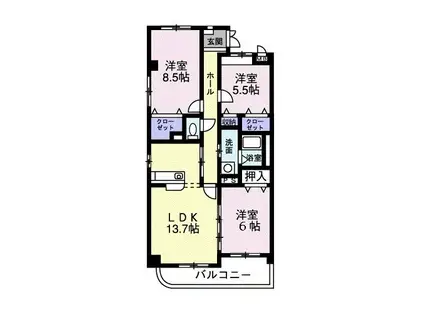 グラン・コート(3LDK/2階)の間取り写真