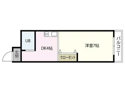BAUHAUS舟入中町2(1K/2階)の間取り写真