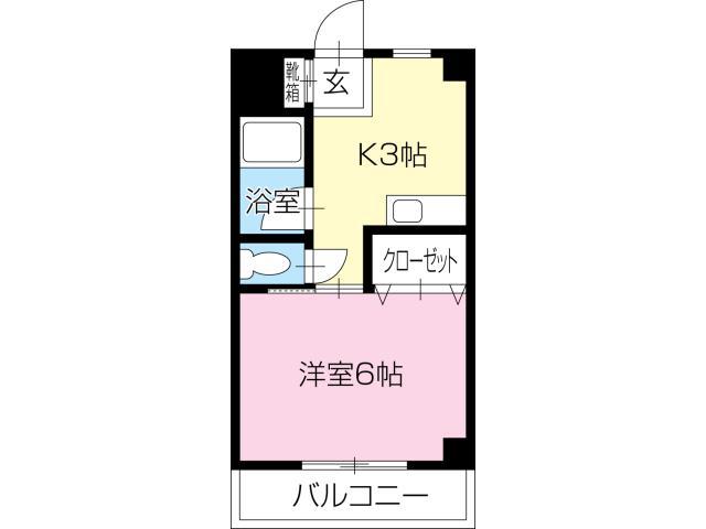 アンソレイエ弐番館(1K/2階)の間取り写真