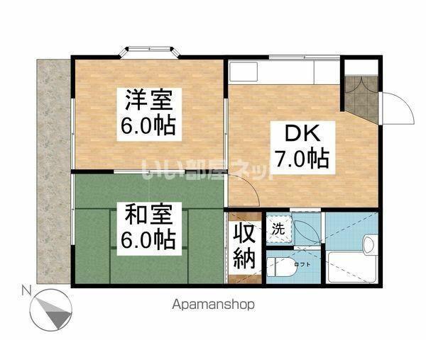 イーストワン久喜(2DK/2階)の間取り写真