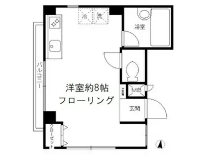 バンベール(ワンルーム/3階)の間取り写真