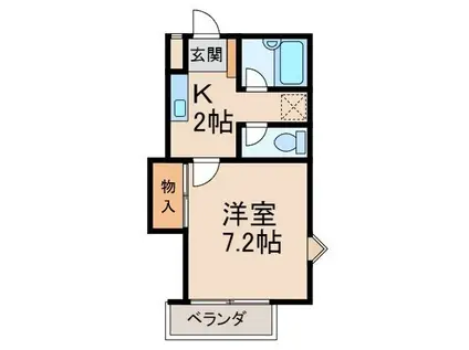 グリーンフルたまい(1K/2階)の間取り写真