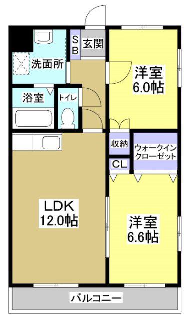 ブライトリー染地台II(2LDK/2階)の間取り写真