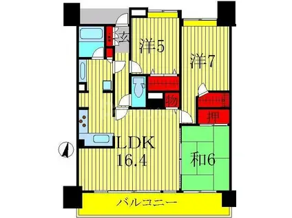ライオンズステーションスクエア南柏(3LDK/7階)の間取り写真