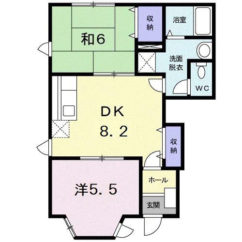 ポートハイツ2号館 B棟(2DK/1階)の間取り写真