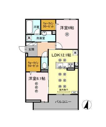 フィオーレ(2LDK/3階)の間取り写真