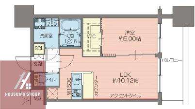 プレジオ難波EURO(1LDK/15階)の間取り写真