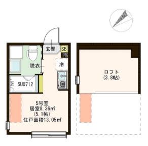 ハーモニーテラス綾瀬VI(ワンルーム/2階)の間取り写真
