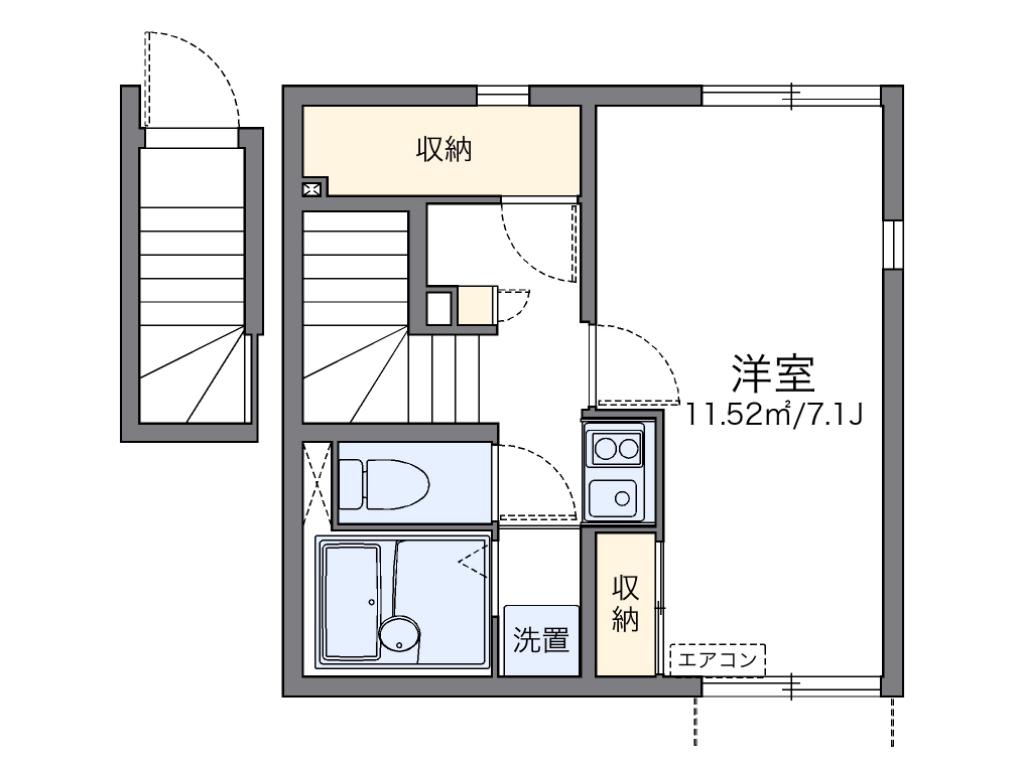 レオネクストフォレストT&T(1K/2階)の間取り写真