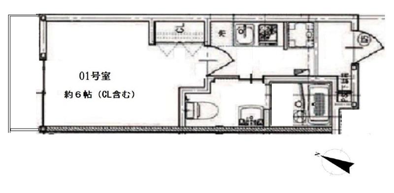 エアフォルク原木(1K/1階)の間取り写真