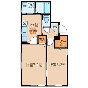 リビオンー調布市若葉町-(2K/1階)の間取り写真