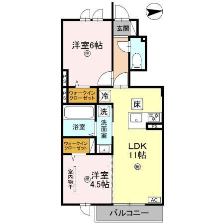 竜田テラス(2LDK/1階)の間取り写真