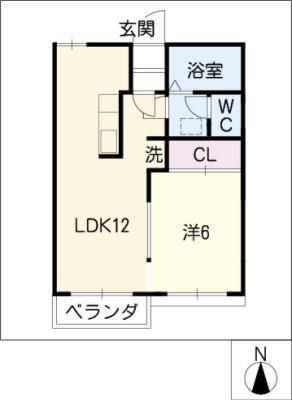 ファミール加藤(1LDK/2階)の間取り写真