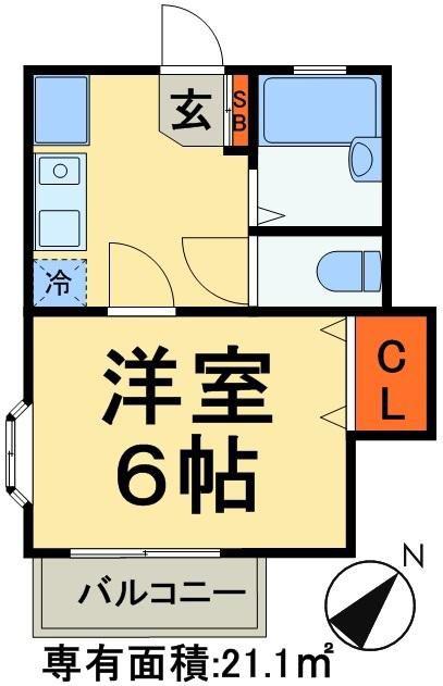 圭ハイム(1K/2階)の間取り写真