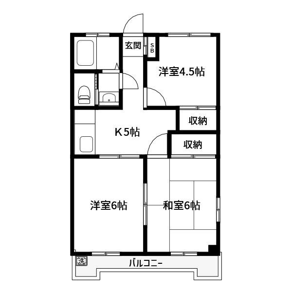 ゴールデンフラット(3DK/2階)の間取り写真