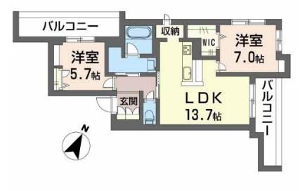 サフィール メゾン(2LDK/2階)の間取り写真