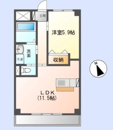 ジャルダン ドゥテ(1LDK/3階)の間取り写真