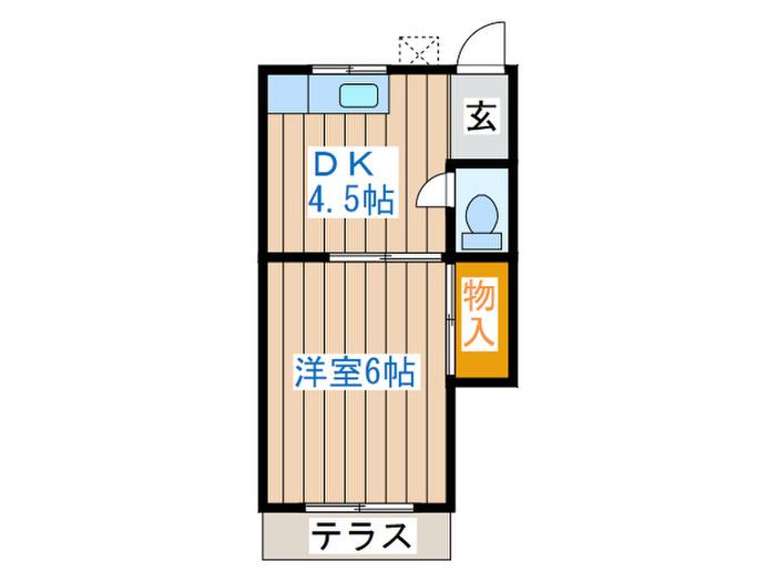 第二荘(1DK/2階)の間取り写真