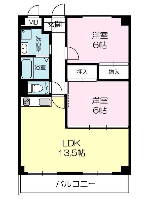 サンセベリア大津(2LDK/1階)の間取り写真