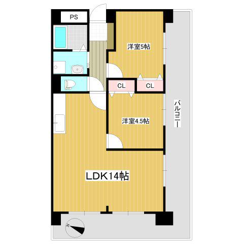 コンヤスビル(2LDK/5階)の間取り写真