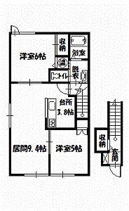ラ・マトリスI棟(2LDK/2階)の間取り写真