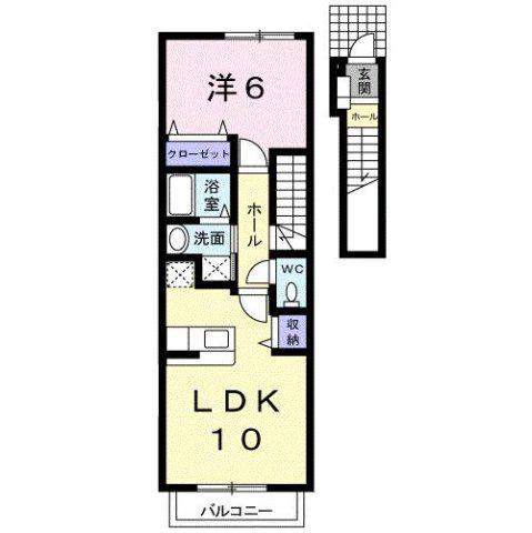 ミッテ・クラール 1LDKT(1LDK/2階)の間取り写真