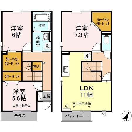 カシオペアヒルズ(3LDK/1階)の間取り写真