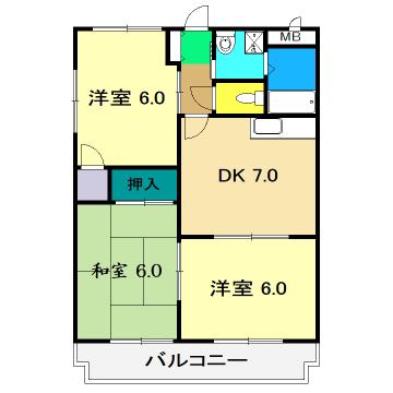 サチ高須(3DK/2階)の間取り写真