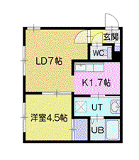 地下鉄東西線 ひばりが丘駅(北海道) 徒歩2分 4階建 築9年(1LDK/3階)の間取り写真