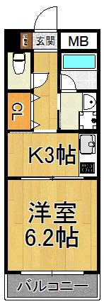 SHARON塚口(1K/1階)の間取り写真