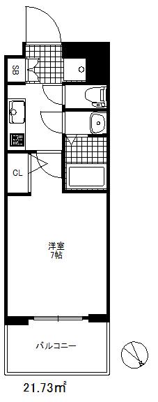 ソルテラス神戸湊町(1K/7階)の間取り写真