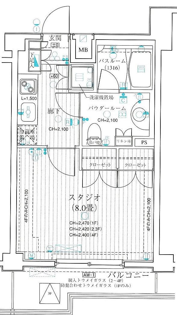 日神デュオステージ仲池上(1K/1階)の間取り写真