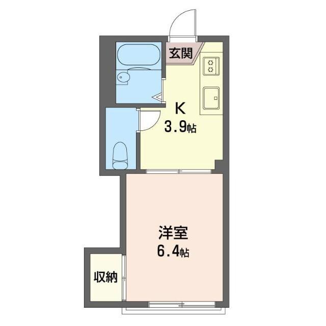 パラシオン芦川A(1K/2階)の間取り写真