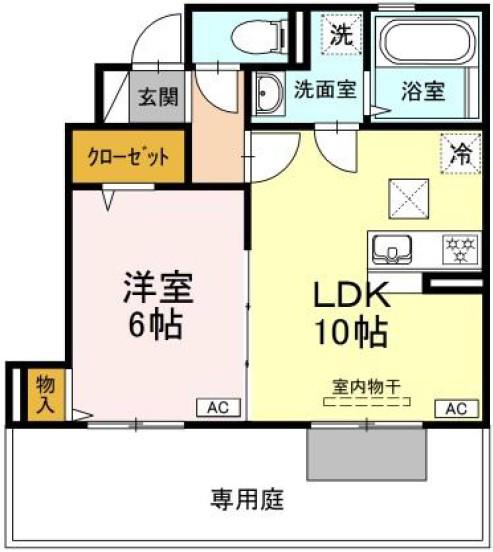 シャルマン・ホルツ(1LDK/1階)の間取り写真