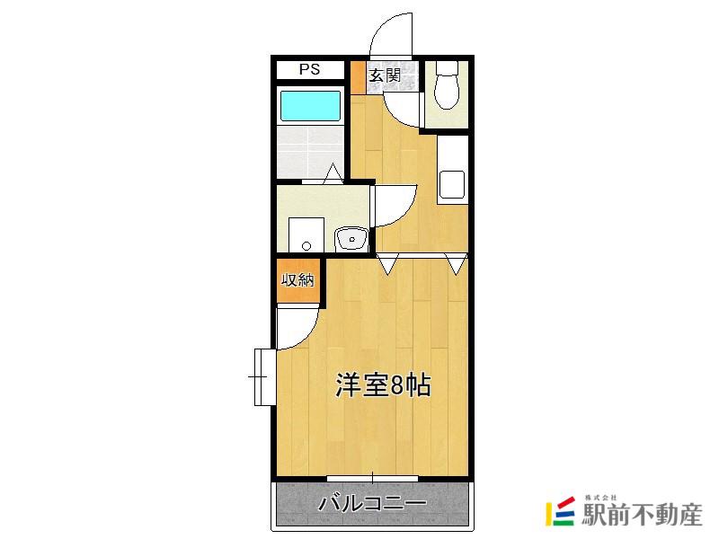サンヒルズ東蒲池(1K/2階)の間取り写真