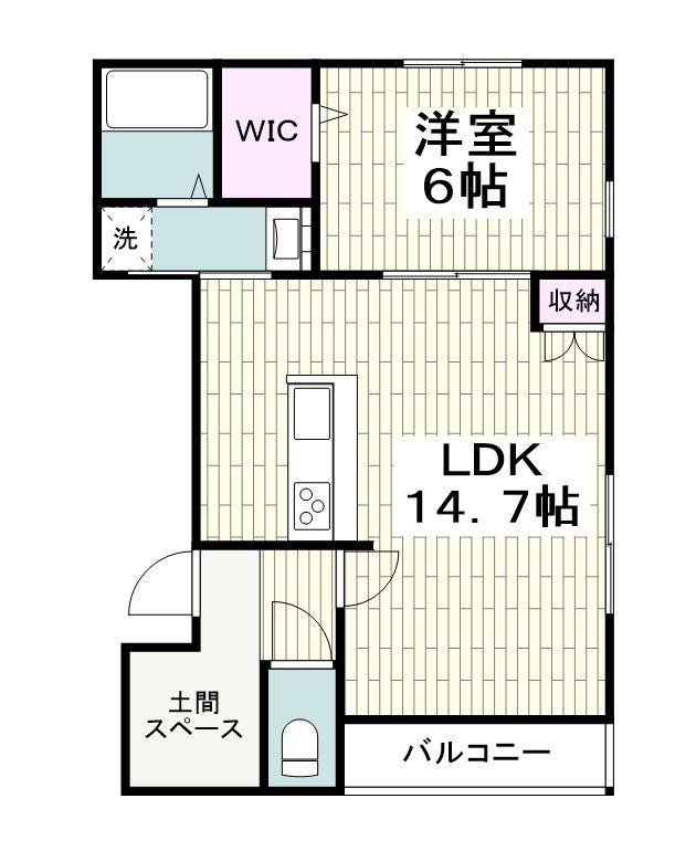 LA 茅ヶ崎N(1LDK/2階)の間取り写真