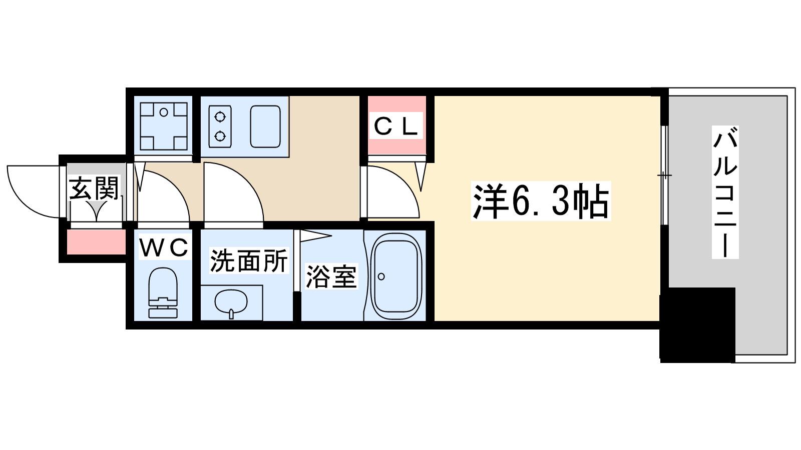 プレサンス梅田東アルファ(1K/10階)の間取り写真