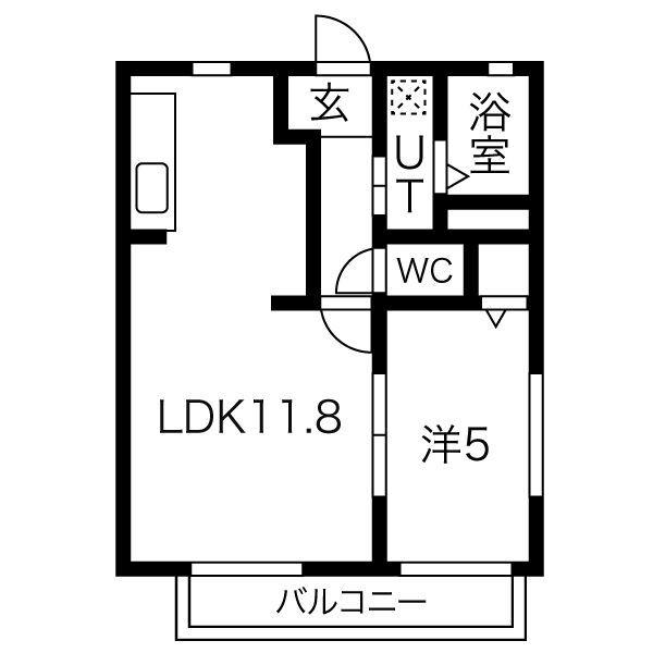 シティハイツWAKAGO II(1LDK/1階)の間取り写真