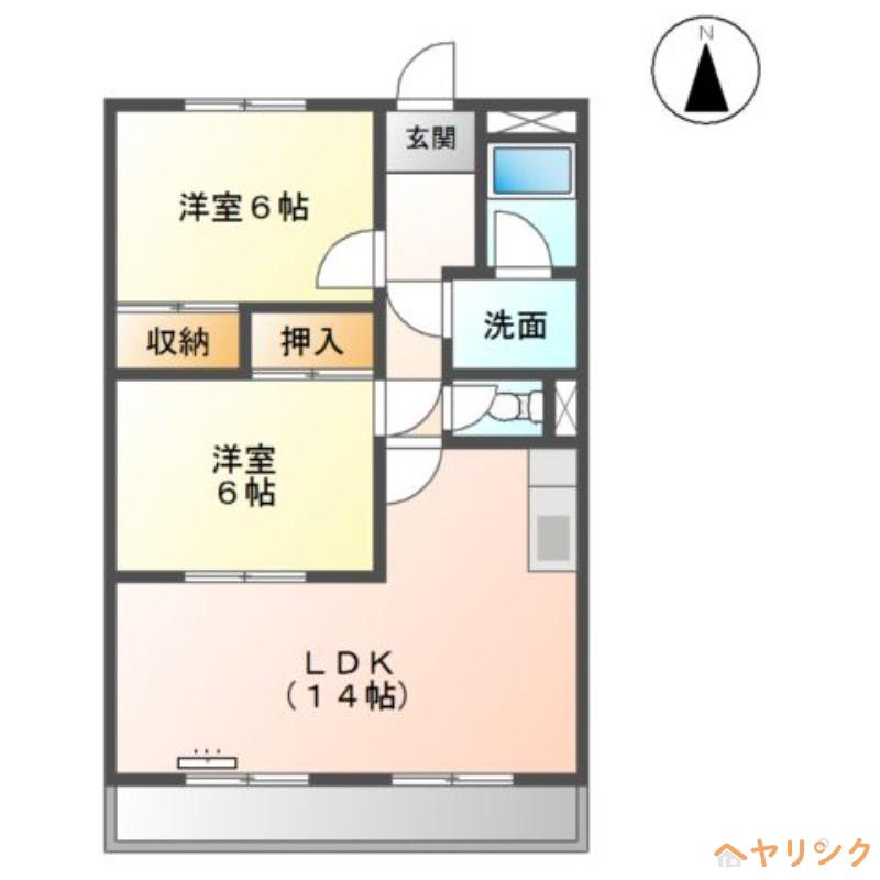 エスポワール西原(2LDK/3階)の間取り写真