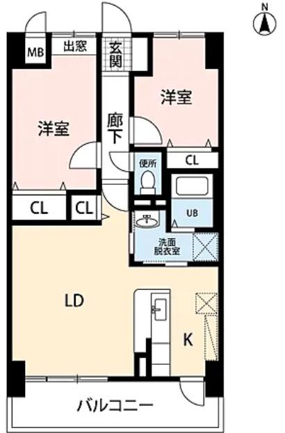 エスポワール辻III(2LDK/3階)の間取り写真