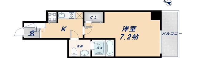 レジュールアッシュ難波LUXE(1K/3階)の間取り写真